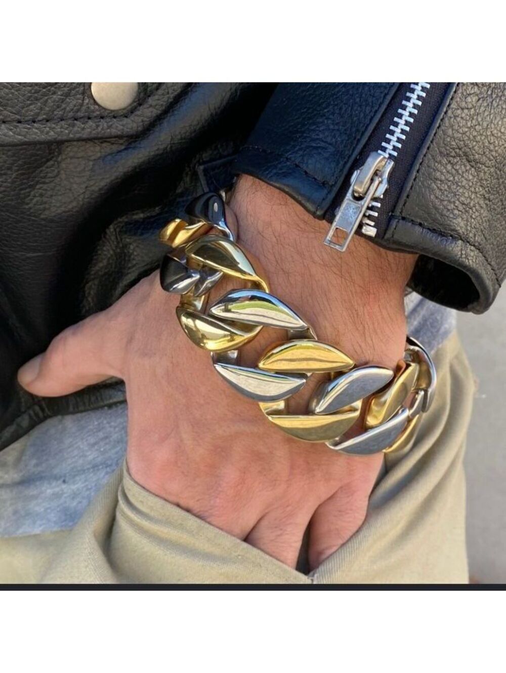 Men's Heavy Weight Bling Cartel Two-Tone Cuban Stainless Steel Link Bracelet